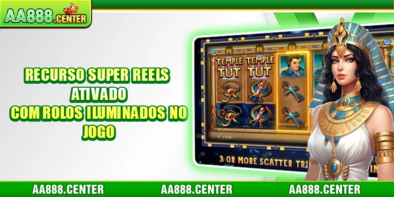 Recurso Super Reels ativado com rolos iluminados no jogo