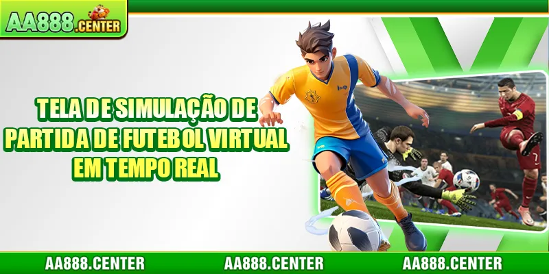 Tela de simulação de partida de futebol virtual em tempo real